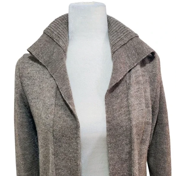 J. Crew Alpaca Blend Cardigan Sweater‎ Open Front Beige Brown Cozy Layering - M - Picture 4 of 9